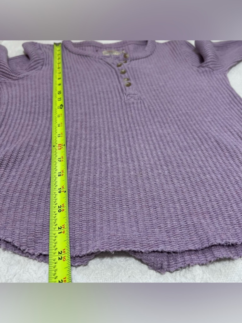 Faherty Legend Apres Waffle Henley Top Long Sleeve Lavender Women's Medium - Picture 14 of 14